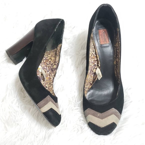 Missoni For Target Black Suede Leather Wooden Heel